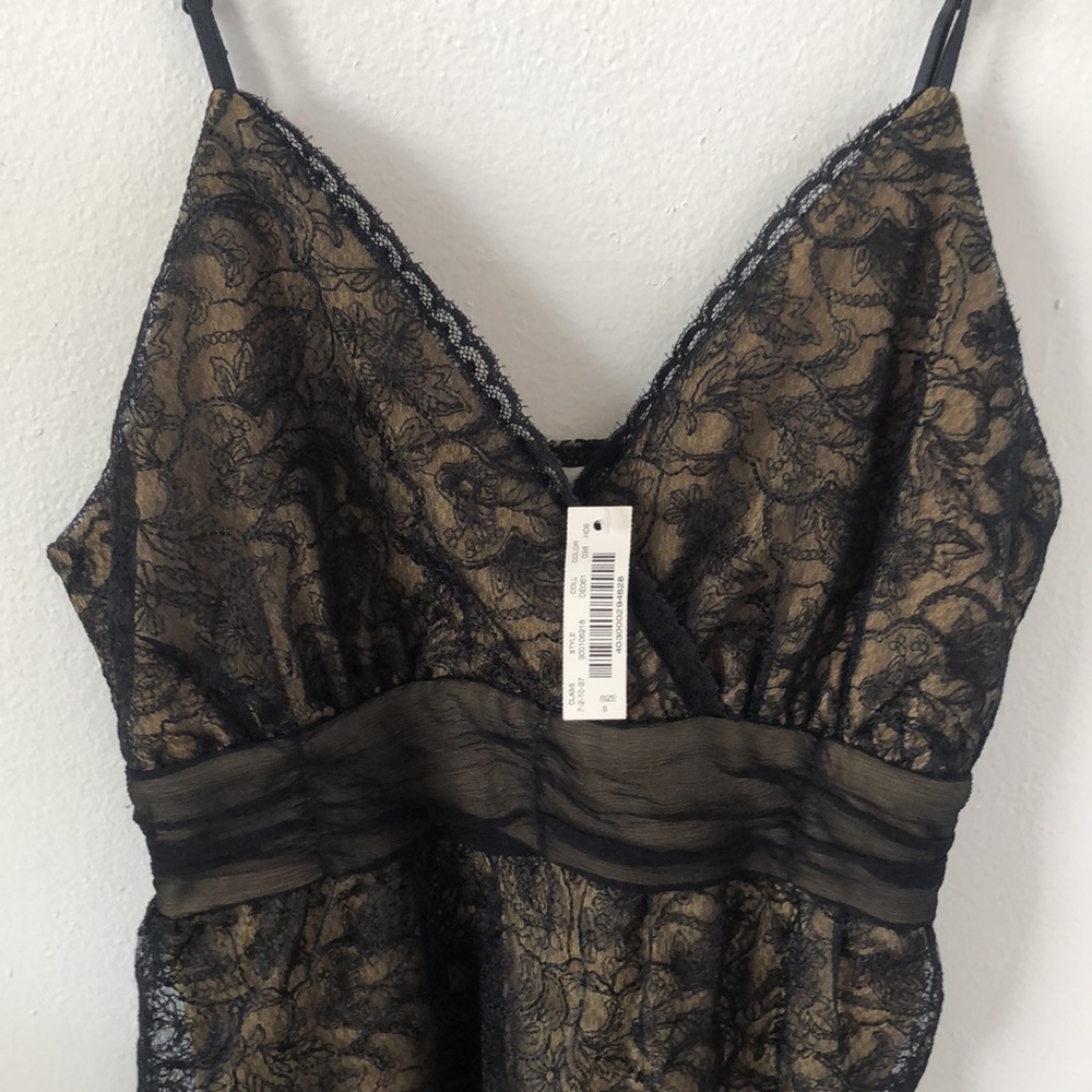 White House Black Market‎ Black Lace Camisole Top Shirred Waist Sz S- NWT - Picture 3 of 8